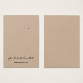 Kraft Elegante Script Custom Earring Card (Vorne & Hinten)