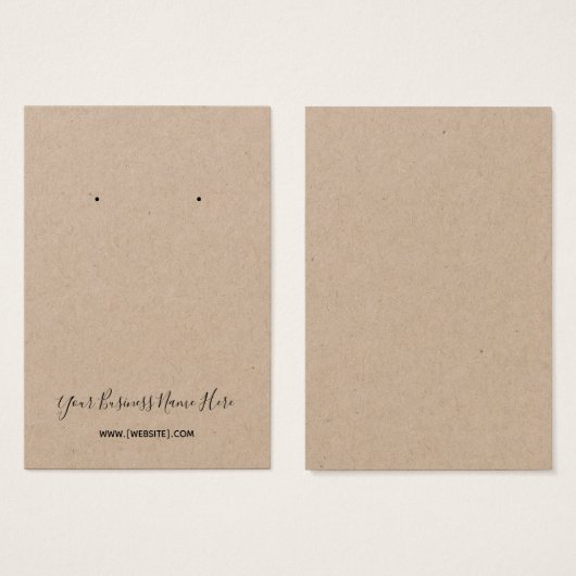 Kraft Elegante Script Custom Earring Card (Vorne & Hinten)