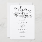Kraft Eleganter Calligraphy Script Foto QR Code Save The Date (Vorderseite)