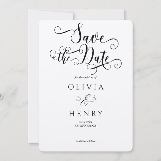 Kraft Eleganter Calligraphy Script Foto QR Code Save The Date (Vorderseite)