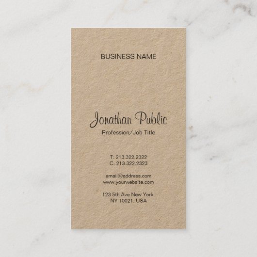 Kraft Elegantes Script Modernes Monogram Graceful Visitenkarte (Rückseite)