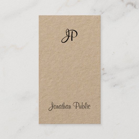 Kraft Elegantes Script Modernes Monogram Graceful Visitenkarte (Vorderseite)