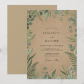 Kraft-Eukalyptus-Farn-Hochzeit Einladung (Vorne/Hinten)
