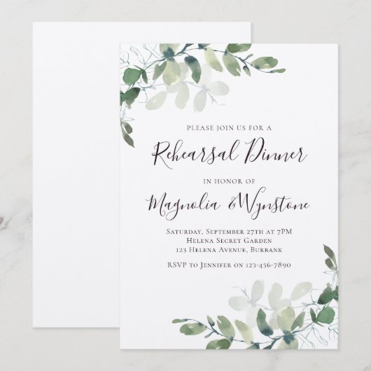 Kraft Eukalyptus Probe Dinner Luxus Einladung (Vorne/Hinten)