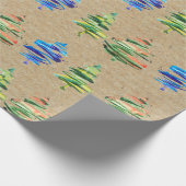 Kraft Farbenfrohe Wasserfarbe Abstrakte Weihnachts Geschenkpapier (Ecke)