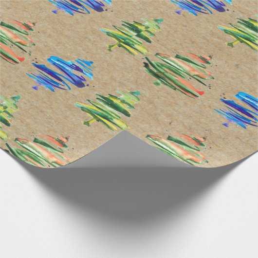 Kraft Farbenfrohe Wasserfarbe Abstrakte Weihnachts Geschenkpapier (Ecke)