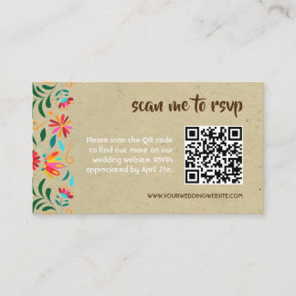 Kraft Flora Wedding Invitation QR Code RSVP Card Begleitkarte