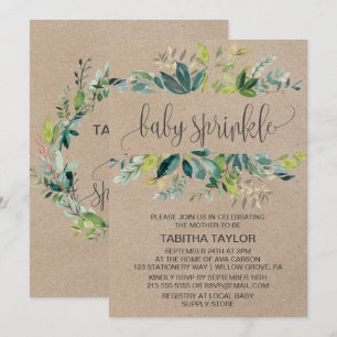 Kraft Foliage Baby Sprinkle Einladung