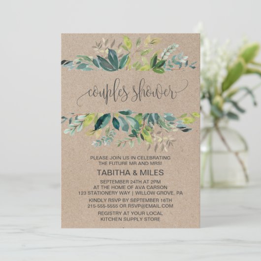 Kraft Foliage Couples Dusche Einladung (Stehend Vorderseite)