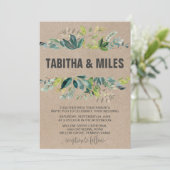 Kraft-Foliage mit Monogramm-Kranz-Backupe Einladung (Stehend Vorderseite)