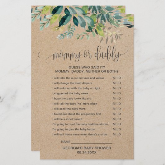 Kraft Foliage Mommy oder Daddy Game (Vorne/Hinten)