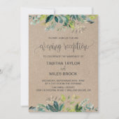 Kraft Foliage | Monogram Backing Abend Empfang Einladung (Vorderseite)