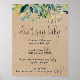 Kraft Foliage Sage kein Baby-Zeichen Poster