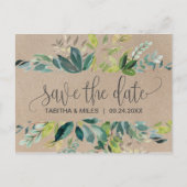 Kraft Foliage Save the Date Ankündigungspostkarte (Vorderseite)