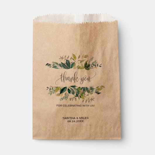 Kraft Foliage Vielen Dank Geschenktütchen (Vorderseite)