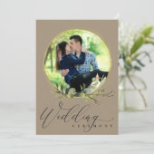 KRAFT FOLIAGE WATERCOLOR FOTO OVERLAY WEDD EINLADUNG (Stehend Vorderseite)
