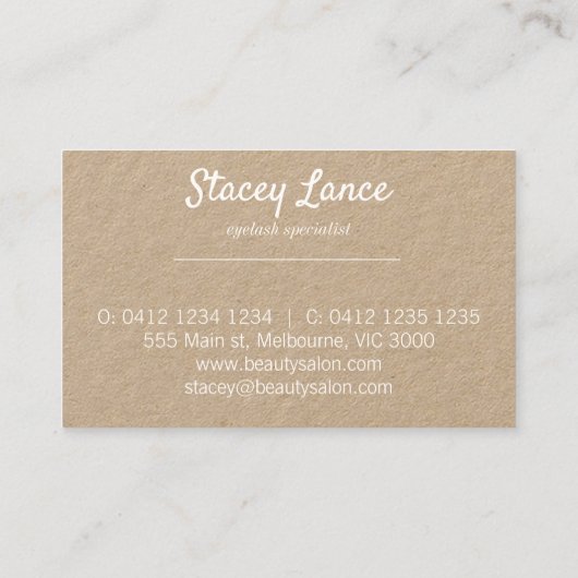 Kraft Foliage Wreath Lashes Visitenkarte (Rückseite)