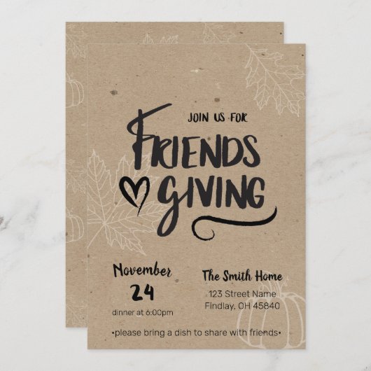 Kraft Friendsgiving Dinner Einladung (Vorne/Hinten)