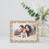 Kraft Frohe Weihnachten Familie Foto Schneeflocken Postkarte (Stehend Vorderseite)