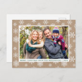 Kraft Frohe Weihnachts-Foto Schneeflocken Postkarte (Vorne/Hinten)