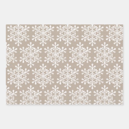 Kraft Frohe Weihnachtsschrift und Snowflakes Set Geschenkpapier Set (Vorderseite 2)