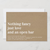 Kraft Funny Nothing Extravagant Open Bar Wedding Einladung (Vorderseite)