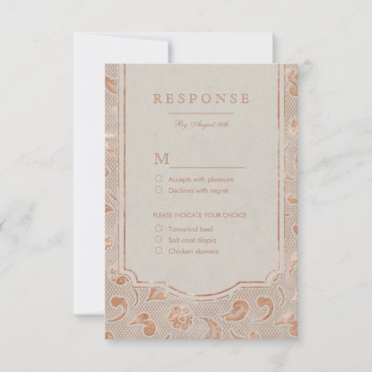 Kraft gold Lace rustikale Country Hochzeit UAWG RSVP Karte (Vorderseite)