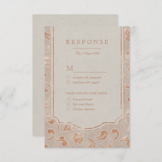 Kraft gold Lace rustikale Country Hochzeit UAWG RSVP Karte (Vorne/Hinten)