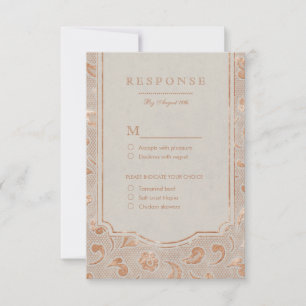 Kraft gold Lace rustikale Country Hochzeit UAWG RSVP Karte