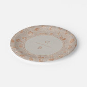 Kraft gold Lace rustikales Land Hochzeit Monogramm Pappteller (Schrägansicht)