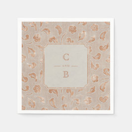 Kraft gold Lace rustikales Land Hochzeit Monogramm Serviette