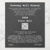 Kraft Gray Effect Modern QR Code LOGO Beschreibung Weinetikett (Einzelnes Label)