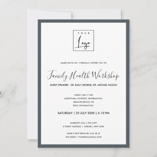 KRAFT GRAY TEXTURE IHR LOGO-WORKSHOP-EREIGNIS EINLADUNG (Vorderseite)