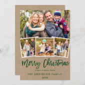 Kraft Green Brush Script 4 Foto Weihnachten (Vorne/Hinten)