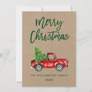 Kraft Green Brush Script Vintag LKW Weihnachten