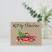 Kraft Green Brush Script Vintag LKW Weihnachten Postkarte (Stehend Vorderseite)