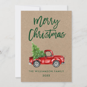 Kraft Green Brush Script Vintage LKW Weihnachten