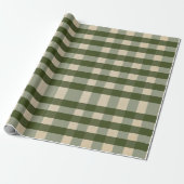 Kraft Green Country Farm Gingham Kariert Weihnacht Geschenkpapier (Ungerollt)