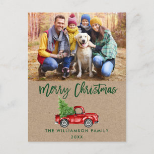 Kraft Green Pinsel Schrift Vintage-LKW Weihnachten Postkarte