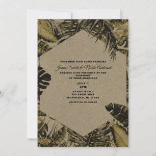 Kraft Green Tropical Palm Blätter Chic Wedding Einladung