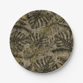 Kraft Green Tropical Palm Blätter Chic Wedding Pappteller (Vorderseite)