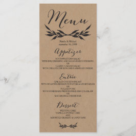 Kraft Greenery Wedding Menu Card Menükarte