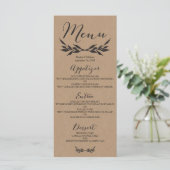 Kraft Greenery Wedding Menu Card Menükarte (Stehend Vorderseite)