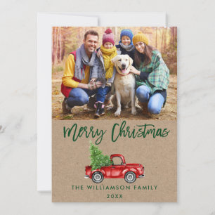 Kraft Grün Brush Script Vintage-LKW Weihnachten P