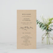 Kraft Hand gezeichnet Bergkiefern Hochzeitsprogram (Stehend Vorderseite)