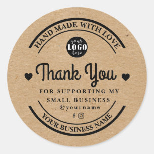 Kraft handgefertigt mit Liebe   Dankeschön Aufkleb Runder Aufkleber