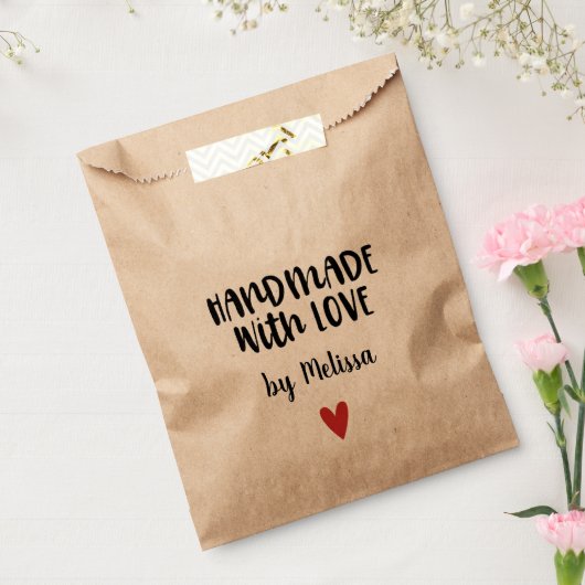 Kraft Handgefertigt mit Liebe Geschenktütchen (Versiegelt)