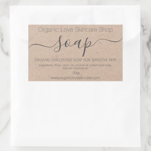 Kraft Handgefertigte Seife Rechteckiger Aufkleber (Tasche)