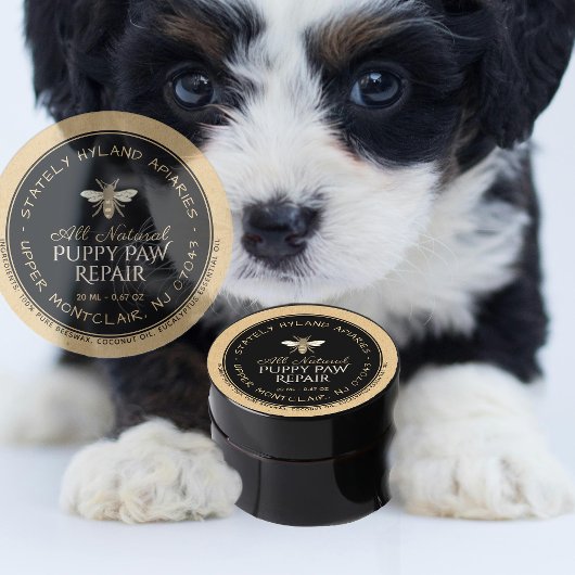 Kraft Handgeschriebenes Bienenwachsprodukt Schwarz Runder Aufkleber