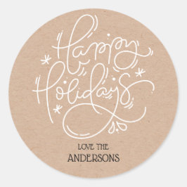 Kraft Happy Holidays Handgeschriebener Skriptumsch Runder Aufkleber